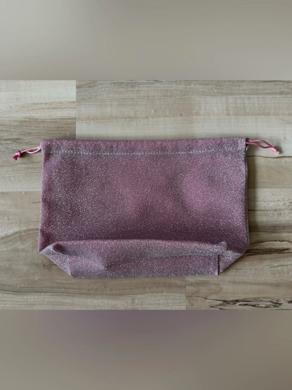 Ulta Beauty Pink Sparkle Drawstring Cosmetic Bag